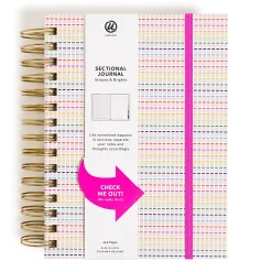 U Brands® 5-Tab Spiral Journal, 6” x 8”, College Rule, 400 Pages (200 Sheets), Stripes & Brights