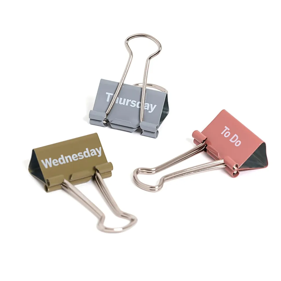 U Brands® Task at Hand Binder Clips, 25mm, Set In Stone, Set Of 10 Clips