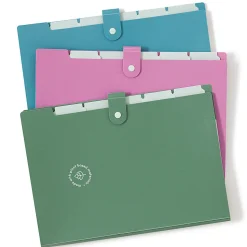 U Brands U-Eco™ 6 Pocket Poly Expandable Folder, 6" Expansion, Letter (8 1/2" x 11"), Assorted Colors, Pack Of 3