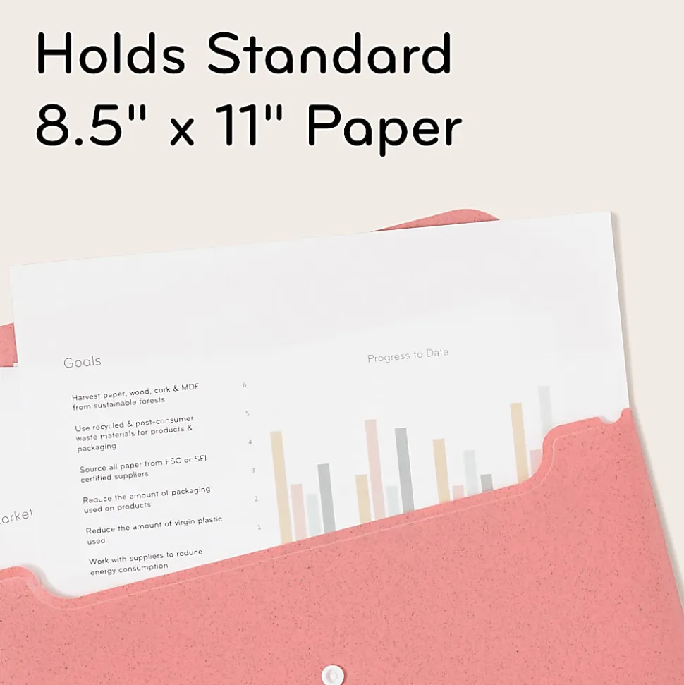 U Brands U-Eco™ Poly Document Holders, 0.59" Expansion, Letter (8 1/2" x 11"), Assorted Colors, Pack Of 10