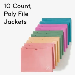 U Brands U-Eco™ Poly File Jackets, 1" Expansion, Letter (8 1/2" x 11"), Assorted Colors, Pack Of 10