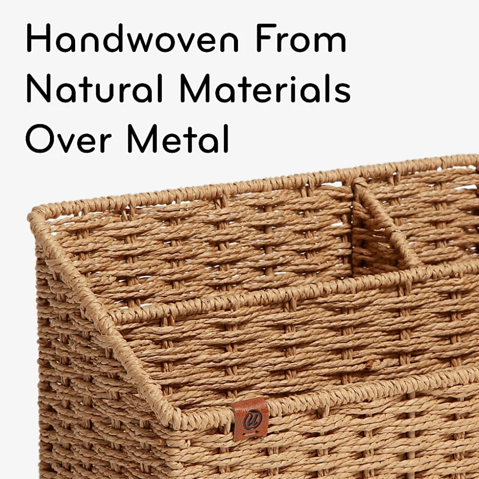U Brands Woven All-in-1 Desk Organizer, 3 Compartment(s), 5.70"H x 10.20"W x 4.90"D, Sturdy, Brown