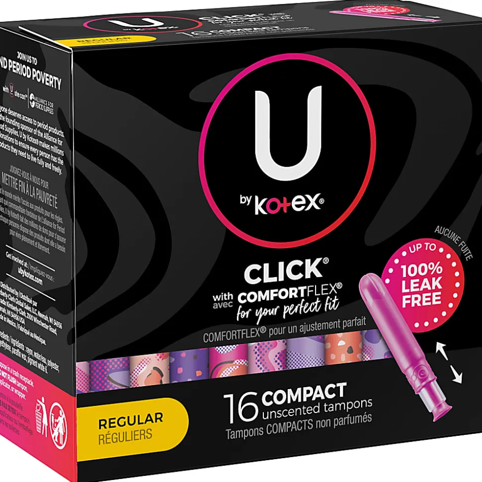 U by Kotex Click Regular Tampons, Box Of 16 Tampons