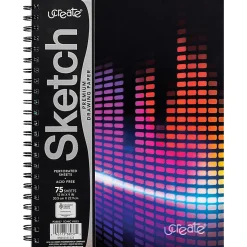 UCreate Fashion Poly Sketch Books, 75 Sheets, 12" x 9", Unruled, Sonic Vibes, Pack Of 3 Books