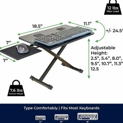 Uncaged Ergonomics KT3 Adjustable Height Tilt Computer Keyboard Stand. Ergonomic On Desk Stand Up Desktop Riser. Raise Keyboards To Standing Height