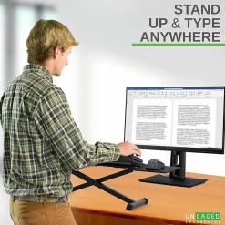 Uncaged Ergonomics KT3 Adjustable Height Tilt Computer Keyboard Stand. Ergonomic On Desk Stand Up Desktop Riser. Raise Keyboards To Standing Height