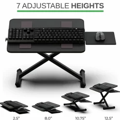 Uncaged Ergonomics KT3 Adjustable Height Tilt Computer Keyboard Stand. Ergonomic On Desk Stand Up Desktop Riser. Raise Keyboards To Standing Height