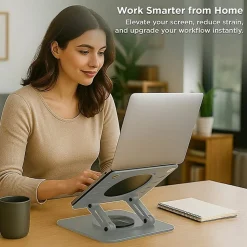 Uncaged Ergonomics Swivel Laptop Stand for Desk - Adjustable Laptop Riser Cooler with 360 Rotation - Up to 15.60