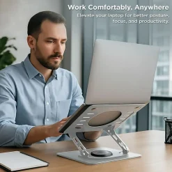 Uncaged Ergonomics Swivel Laptop Stand for Desk - Adjustable Laptop Riser Cooler with 360 Rotation - Up to 15.60
