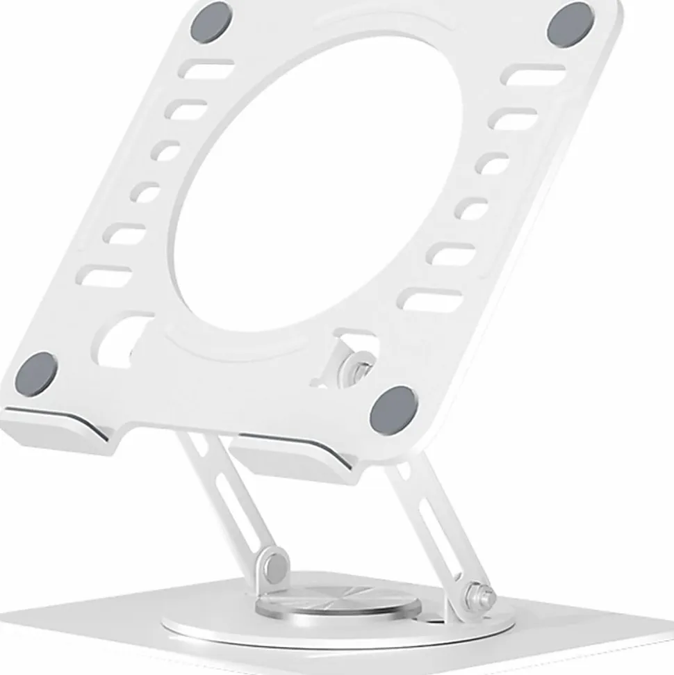 Uncaged Ergonomics Swivel Laptop Stand for Desk - Adjustable Laptop Riser Cooler with 360 Rotation - Up to 15.60" Screen Support - SLSWHITE