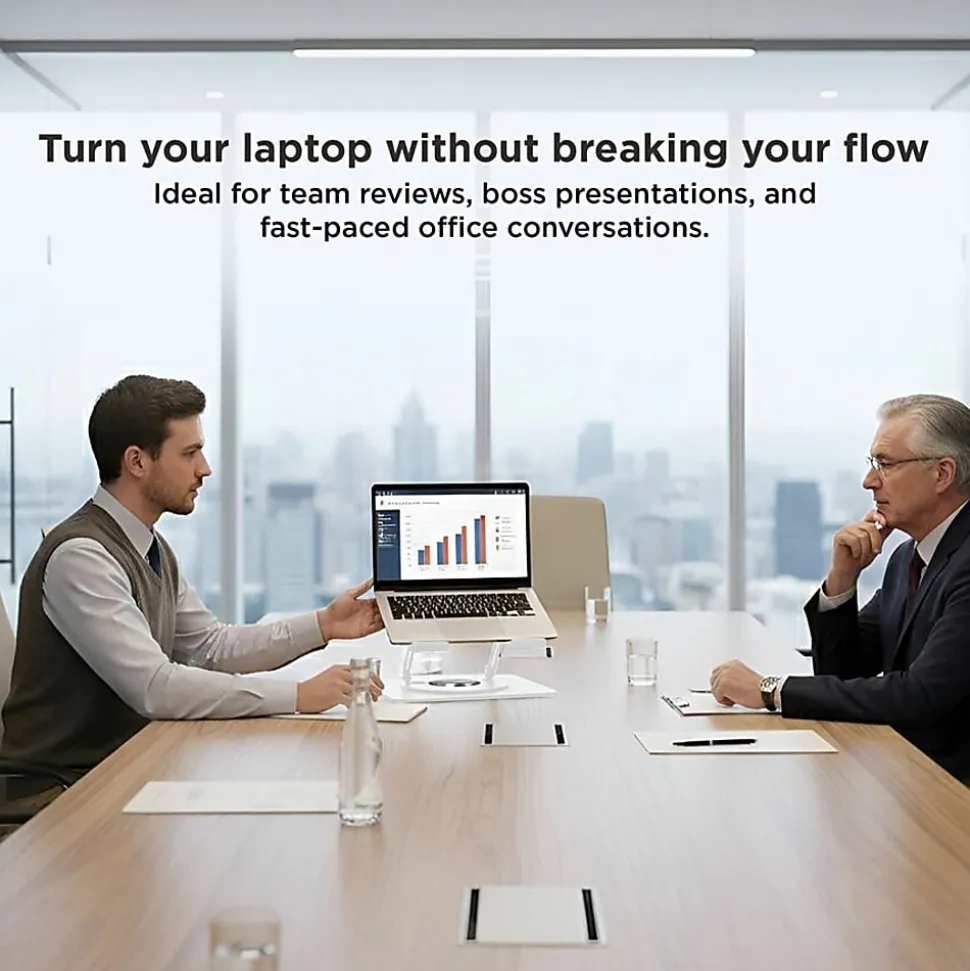 Uncaged Ergonomics Swivel Laptop Stand for Desk - Adjustable Laptop Riser Cooler with 360 Rotation - Up to 15.60" Screen Support - SLSWHITE