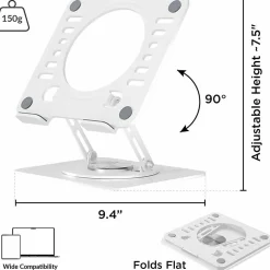 Uncaged Ergonomics Swivel Laptop Stand for Desk - Adjustable Laptop Riser Cooler with 360 Rotation - Up to 15.60