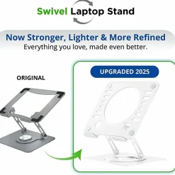 Uncaged Ergonomics Swivel Laptop Stand for Desk - Adjustable Laptop Riser Cooler with 360 Rotation - Up to 15.60