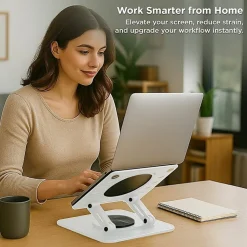 Uncaged Ergonomics Swivel Laptop Stand for Desk - Adjustable Laptop Riser Cooler with 360 Rotation - Up to 15.60" Screen Support - SLSOCEANBLUE
