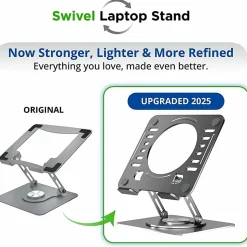 Uncaged Ergonomics Swivel Laptop Stand for Desk - Adjustable Laptop Riser Cooler with 360 Rotation - Up to 15.60