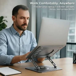 Uncaged Ergonomics Swivel Laptop Stand for Desk - Adjustable Laptop Riser Cooler with 360 Rotation - Up to 15.60