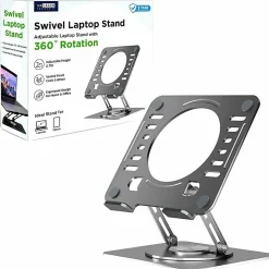 Uncaged Ergonomics Swivel Laptop Stand for Desk - Adjustable Laptop Riser Cooler with 360 Rotation - Up to 15.60