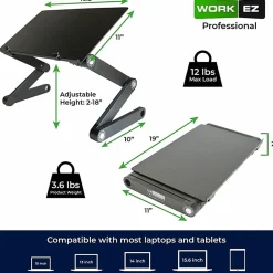 Uncaged Ergonomics WorkEZ Professional Adjustable Tilt Ergonomic Aluminum Laptop Stand Lap Desk