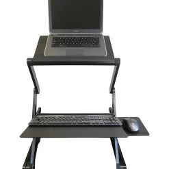 Uncaged Ergonomics WorkEZ Standing Desk laptop stand up desk converter - Raise screens to eye-level | type on an ergonomic keyboard tray