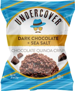 Undercover Snacks Quinoa Crisps, Dark Chocolate And Sea Salt, 0.25 Oz, Case Of 125 Bags