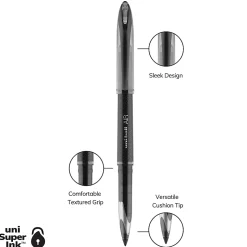 uni-ball® AIR™ Rollerball Pen, Medium Point, 0.7 mm, Black Barrel, Black Ink, Pack Of 12