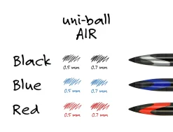 uni-ball® AIR™ Rollerball Pen, Medium Point, 0.7 mm, Black Barrel, Black Ink, Pack Of 12