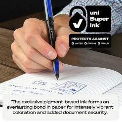 uni-ball® AIR™ Rollerball Pen, Medium Point, 0.7 mm, Black Barrel, Blue Ink, Pack Of 12