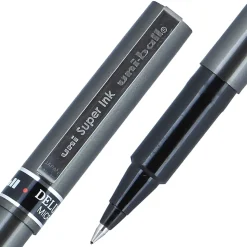 uni-ball® Deluxe Rollerball Pens, Micro Point, 0.5 mm, Graphite Barrel, Black Ink, Pack Of 3