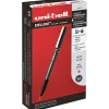 uni-ball® Deluxe Rollerball Pens, Micro Point, 0.5 mm, Charcoal Barrel, Red Ink, Pack Of 12