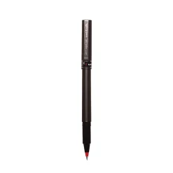 uni-ball® Deluxe Rollerball Pens, Micro Point, 0.5 mm, Charcoal Barrel, Red Ink, Pack Of 12