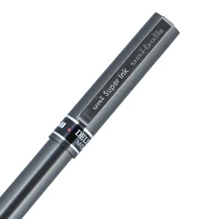 uni-ball® Deluxe Rollerball Pens, Micro Point, 0.5 mm, Charcoal Barrel, Red Ink, Pack Of 12