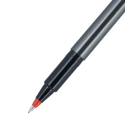 uni-ball® Deluxe Rollerball Pens, Micro Point, 0.5 mm, Charcoal Barrel, Red Ink, Pack Of 12