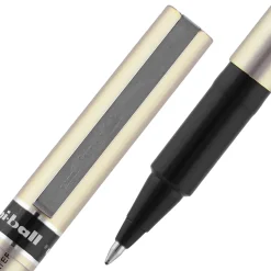 uni-ball® Deluxe Rollerball Pens, Fine Point, 0.7 mm, Graphite Barrel, Black Ink, Pack Of 3