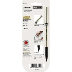 uni-ball® Deluxe Rollerball Pens, Fine Point, 0.7 mm, Graphite Barrel, Black Ink, Pack Of 3
