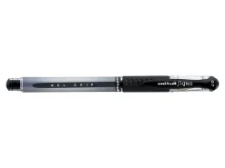 uni-ball® Gel Grip⢠Pens, Medium Point, 0.7 mm, Clear Barrel, Black Ink, Pack Of 12