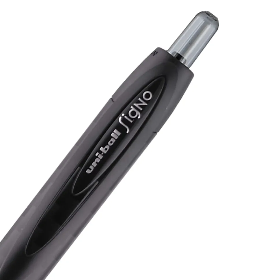 uni-ball® 307™ Gel Pen, Medium Point, 0.7 mm, Black Barrel, Black Ink, Pack Of 12