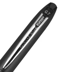 uni-ballĀ® Grip Rollerball Pens, Fine Point, 0.7 mm, Black Barrel, Black Ink, Pack Of 12
