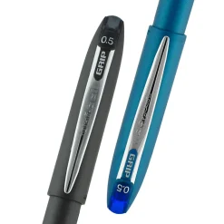 uni-ball® Grip Rollerball Pens, Micro Point, 0.5 mm, Blue Barrel, Blue Ink, Pack Of 12