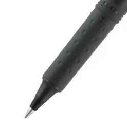 uni-ball® Grip Rollerball Pens, Micro Point, 0.5 mm, Black Barrels, Black Ink, Pack Of 12
