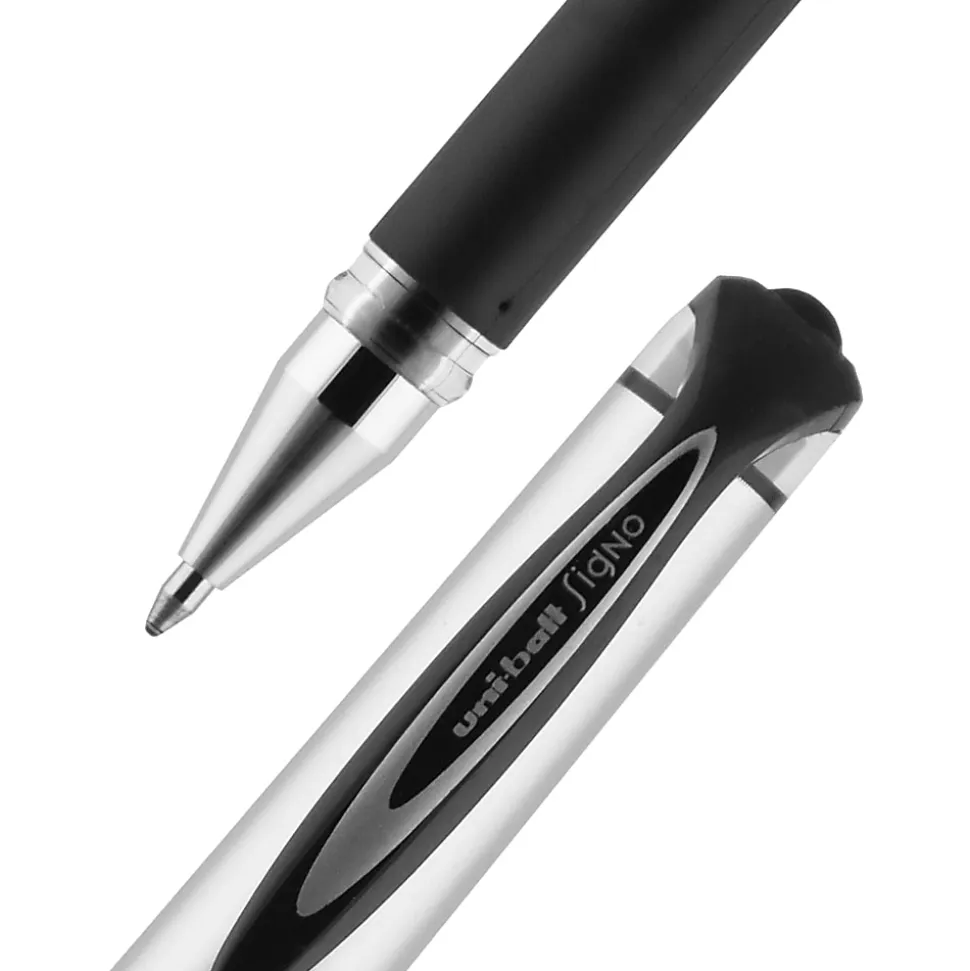 uni-ball® 207™ Impact™ Gel Pens, Bold Point, 1.0 mm, Black; Gray Barrel, Black Ink, Pack Of 4