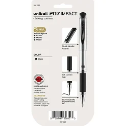 uni-ball® 207™ Impact™ Gel Pens, Bold Point, 1.0 mm, Black; Gray Barrel, Black Ink, Pack Of 4