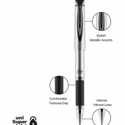 uni-ball® 207™ Impact™ Gel Pens, Bold Point, 1.0 mm, Blue; Gray Barrel, Blue Ink, Pack Of 12