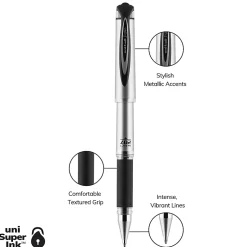 uni-ball® 207™ Impact™ Gel Pens, Bold Point, 1.0 mm, Black; Gray Barrel, Black Ink, Pack Of 12