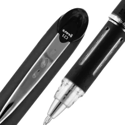 uniball® Jetstream™ Ballpoint Pens, Medium Point, 1.0 mm, Black Barrel, Black Ink, Box Of 12