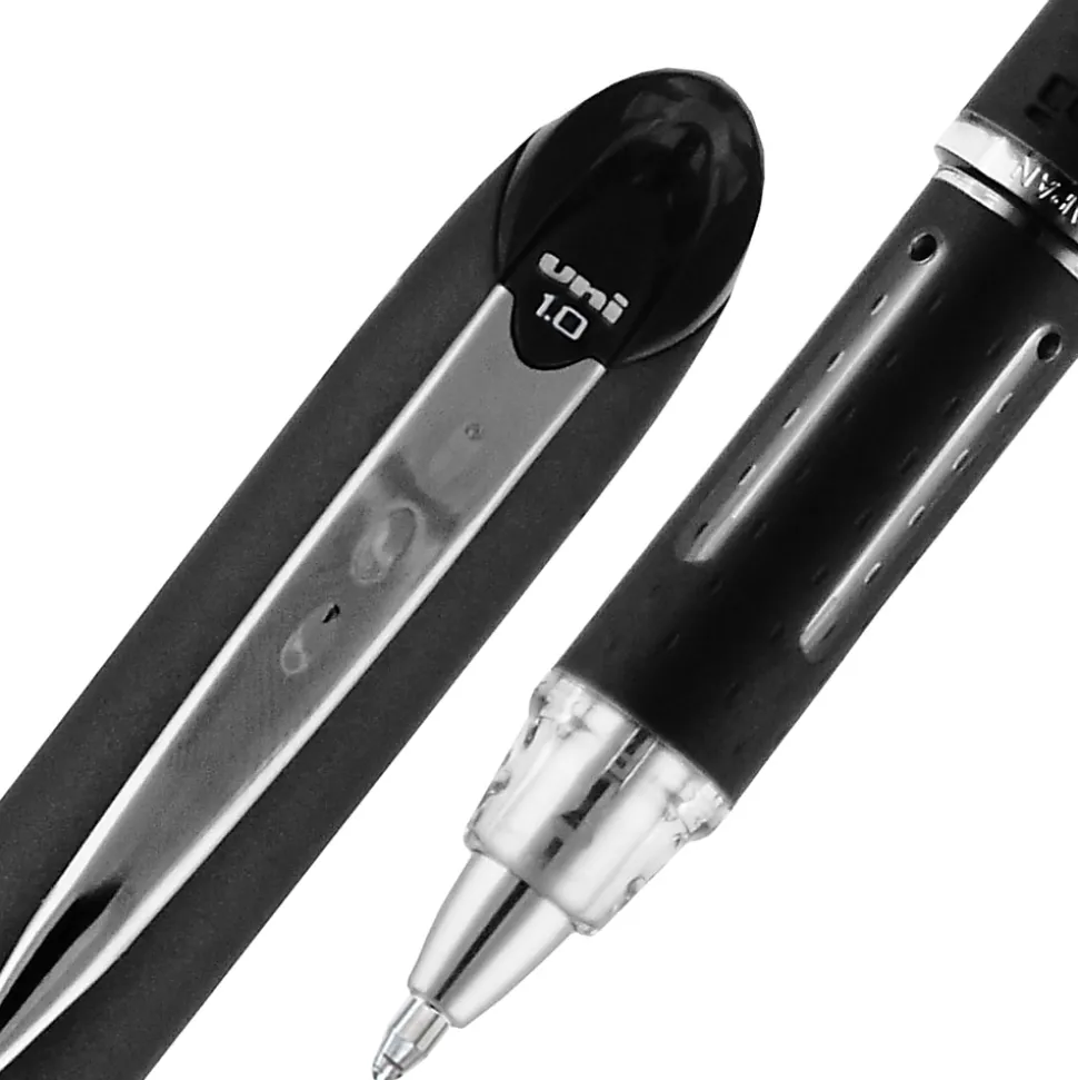 uniball® Jetstream™ Ballpoint Pens, Medium Point, 1.0 mm, Black Barrel, Black Ink, Box Of 12