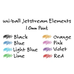 uni-ball® Jetstream Elements Retractable Ballpoint Pens, Medium Point, 1.0 mm, Black Barrel, Black Ink, Pack Of 12 Pens