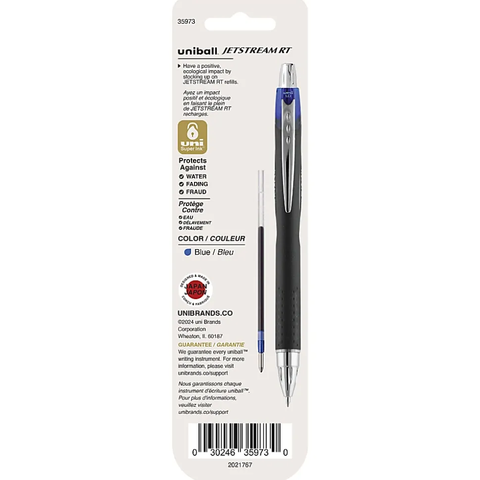 uni-ball® JetStream™ Refills, Bold Point, 1.0 mm, Blue, Pack Of 2 Pencils