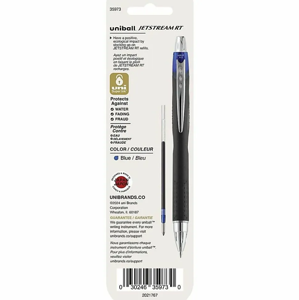 uni-ball® JetStream™ Refills, Bold Point, 1.0 mm, Blue, Pack Of 2 Pencils