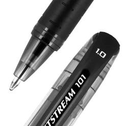 uniball® Jetstream™ 101 Rollerball Pens, Medium Point, 1.0mm, Black Barrel, Black Ink, Pack Of 12