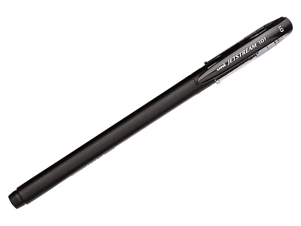 uniball® Jetstream™ 101 Rollerball Pens, Medium Point, 1.0mm, Black Barrel, Black Ink, Pack Of 12